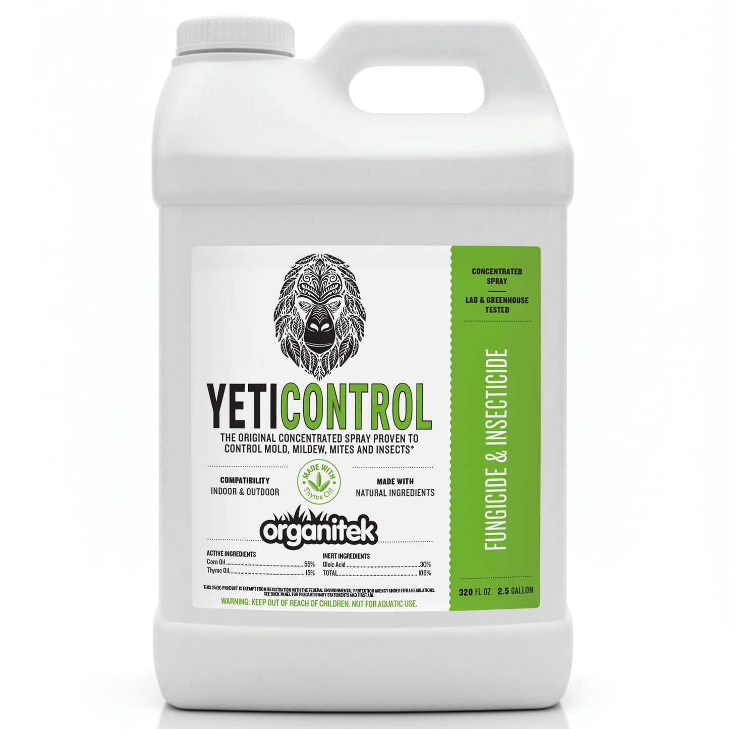 Organitek YetiControl 2.5 gallon bottle, plant-based insecticide and fungicide