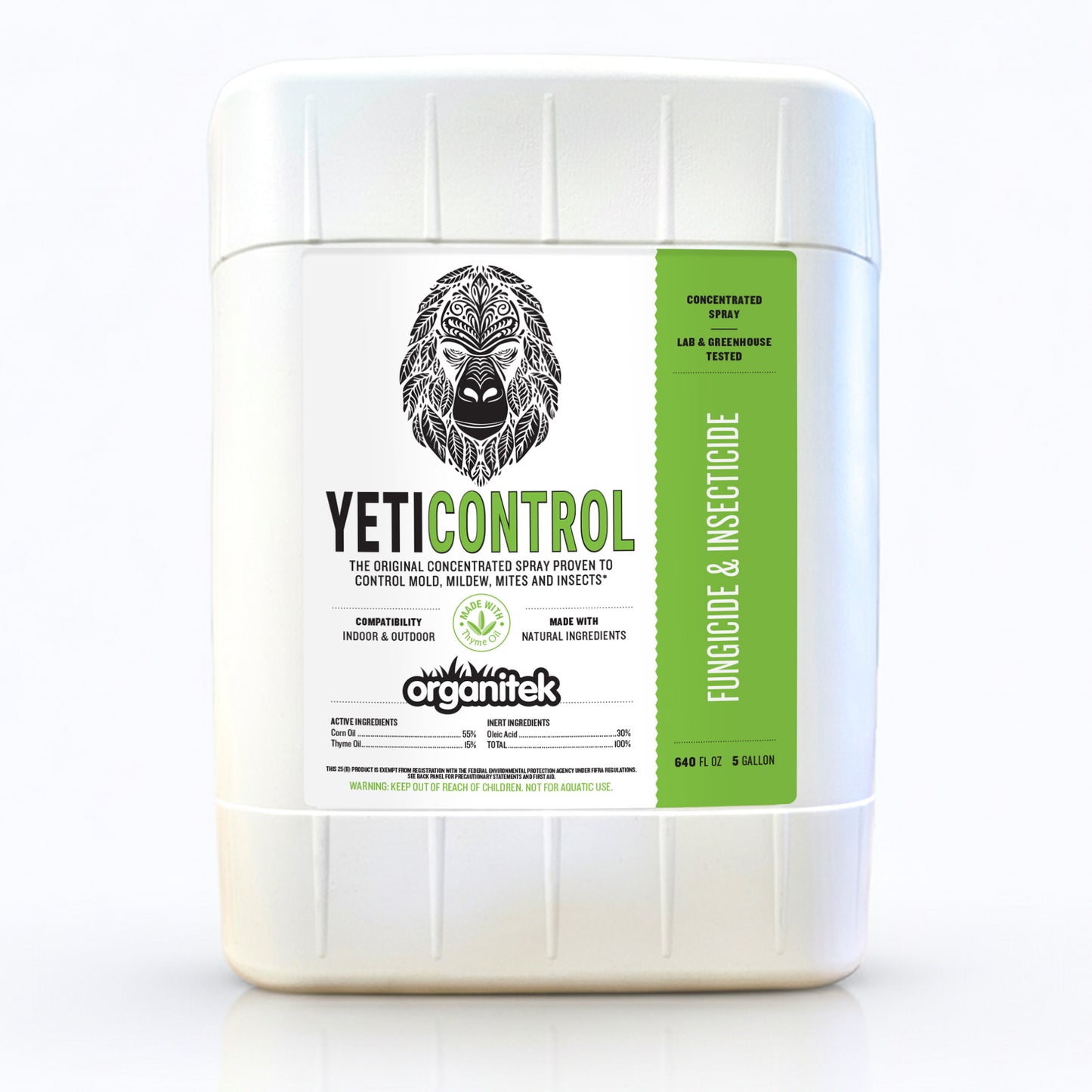 Organitek YetiControl 5 gallon bottle, plant-based insecticide and fungicide
