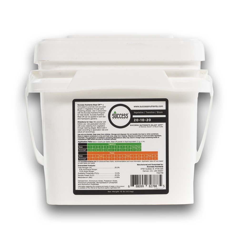 Success Nutrients Blast Off Pro 10lb back label