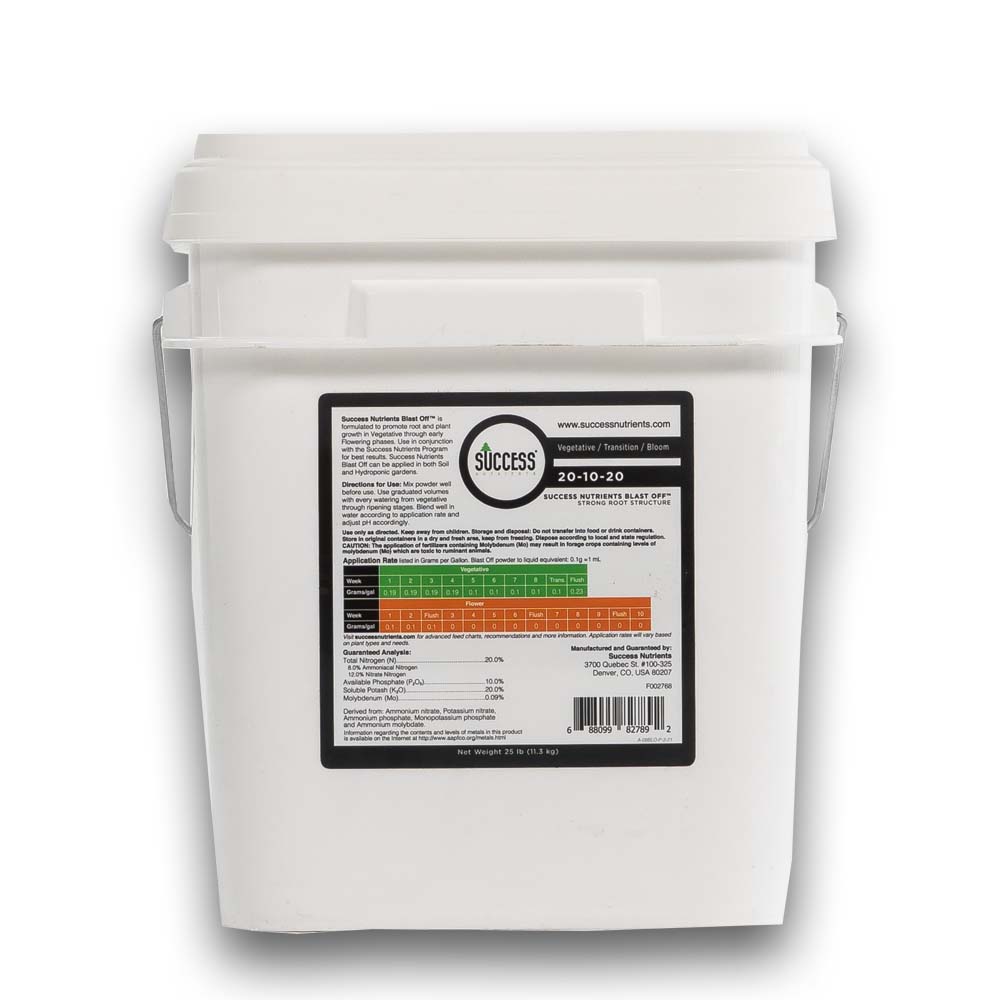 Success Nutrients Blast Off Pro 25lb back label
