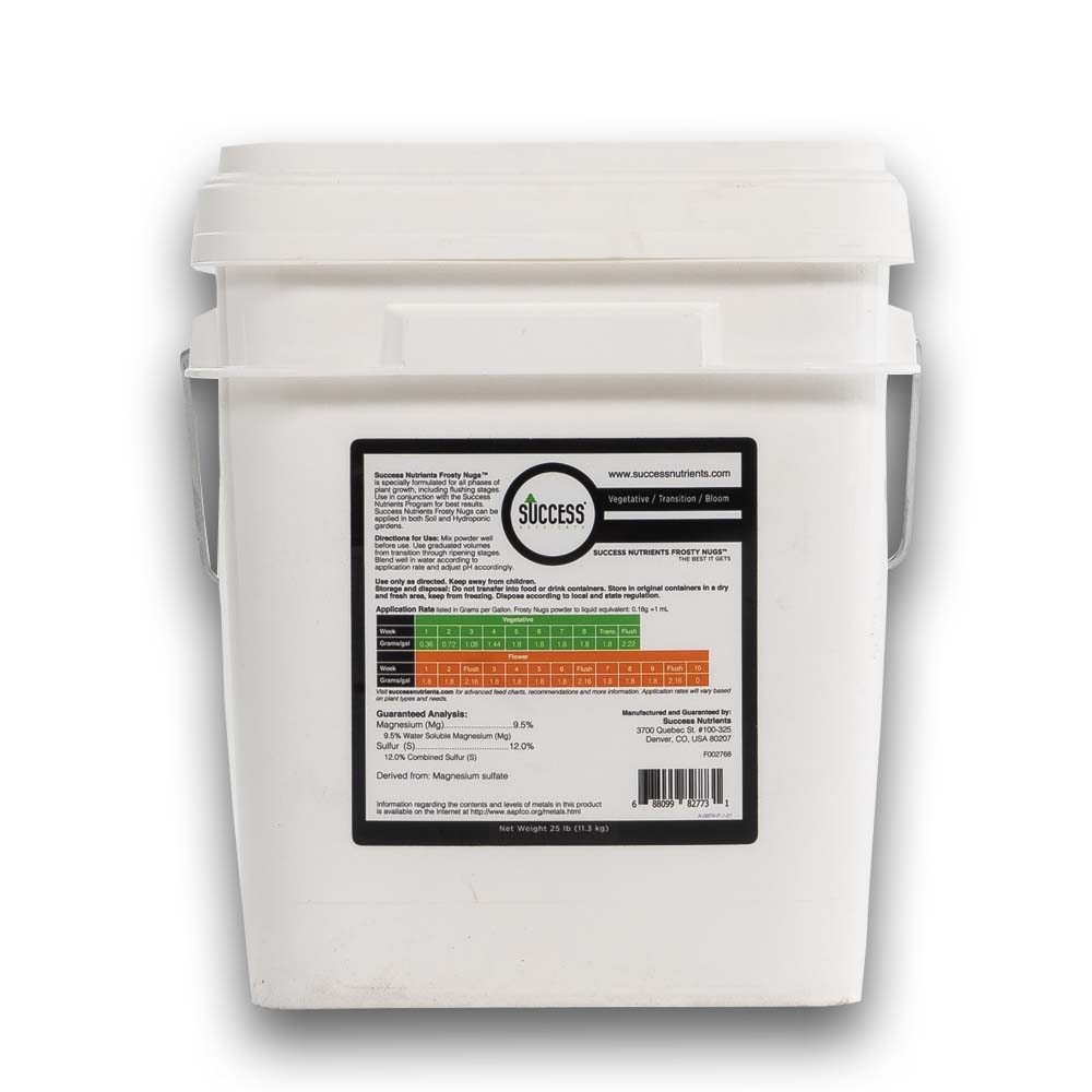 Success Nutrients Frosty Nugs Pro 25lb back with label