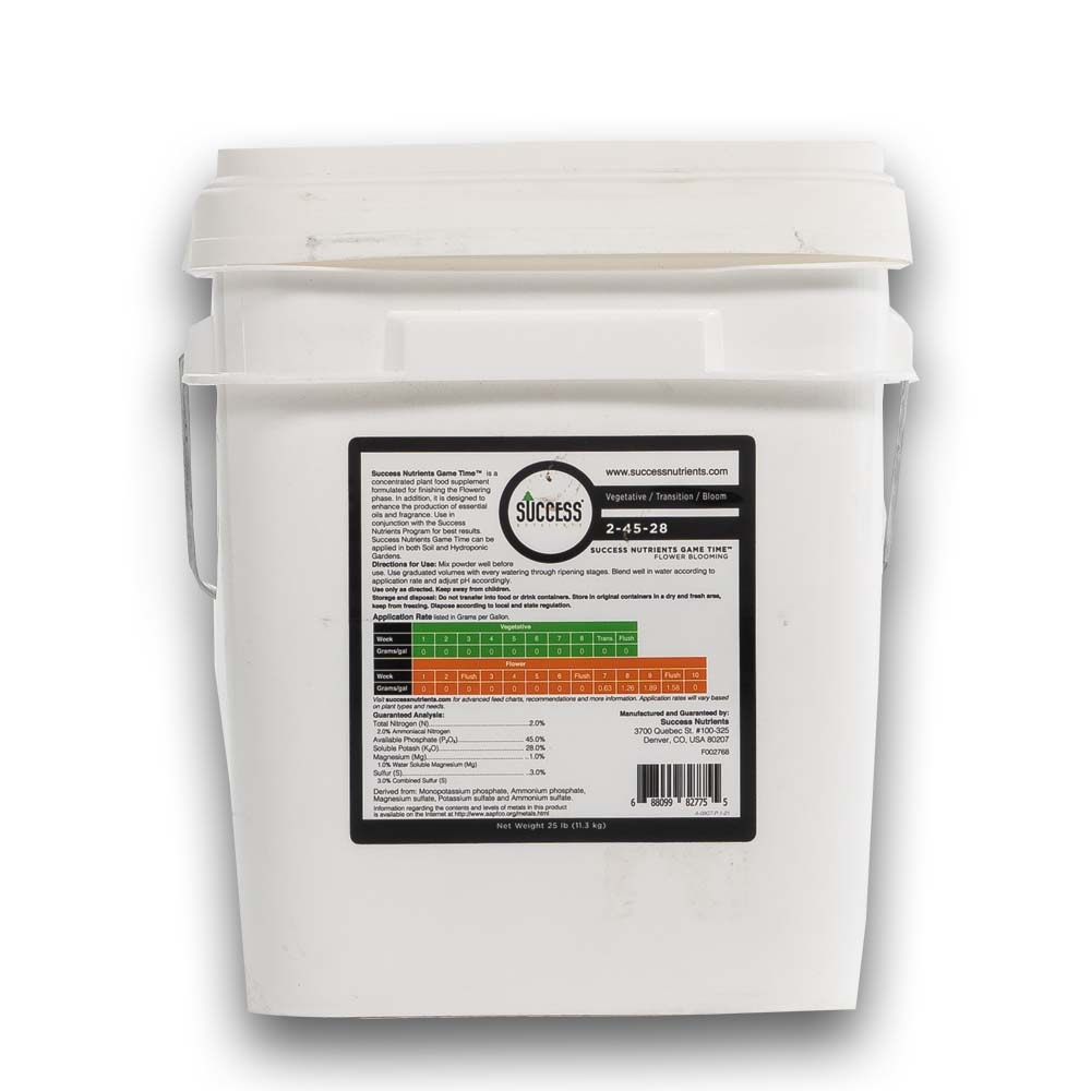 Success Nutrients Game Time Pro 25lb back label