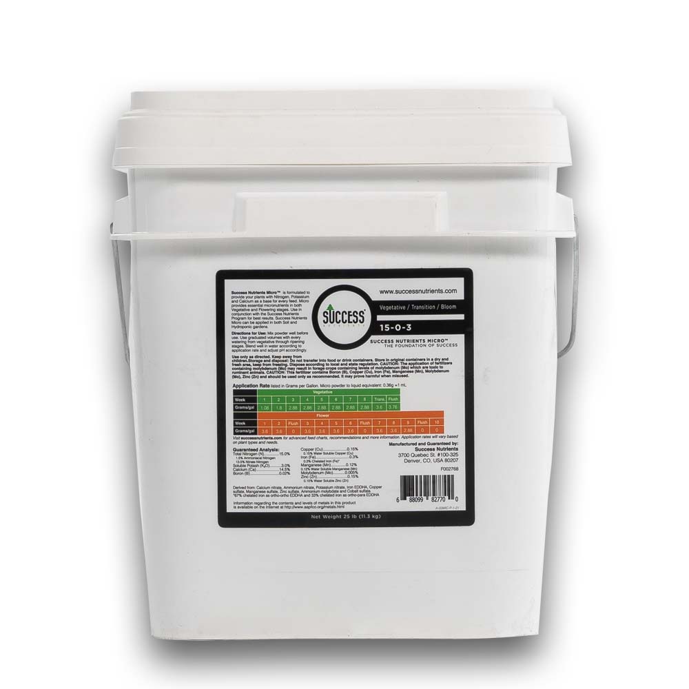 Success Nutrients Micro Pro 25lb back label